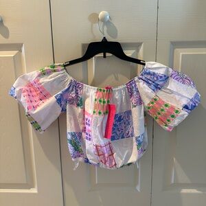 NWT Lilly Pulitzer Esmeray off the shoulder - patch me if you can print.